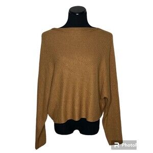 Leith Women's Brown Dolman Long Sleeve Ribbed Pullover Sweater Size Small‎